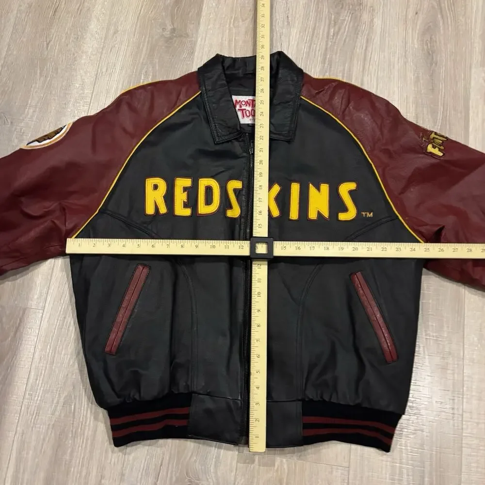 Vintage Washington Redskins The Flintstones Leather Jacket XL 90s Montana Toons